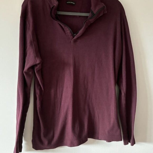 Banana Republic 100% cotton burgundy pullover with zipper sweater Large - Picture 2 of 7